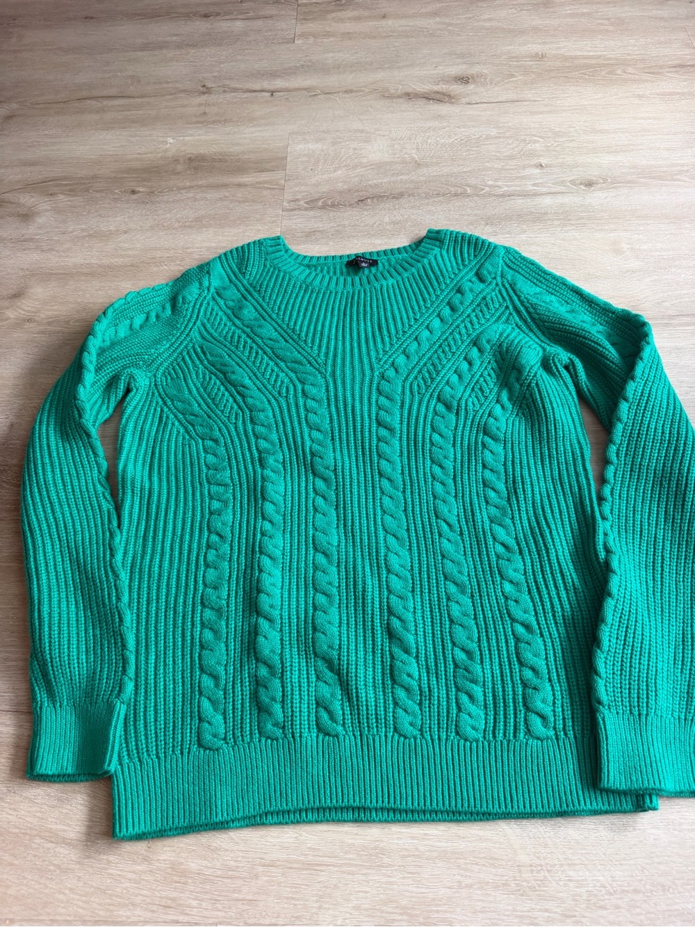 Talbots Soft‎ Cable Knit Crew neck Sweater in Green Size S Cotton NWT